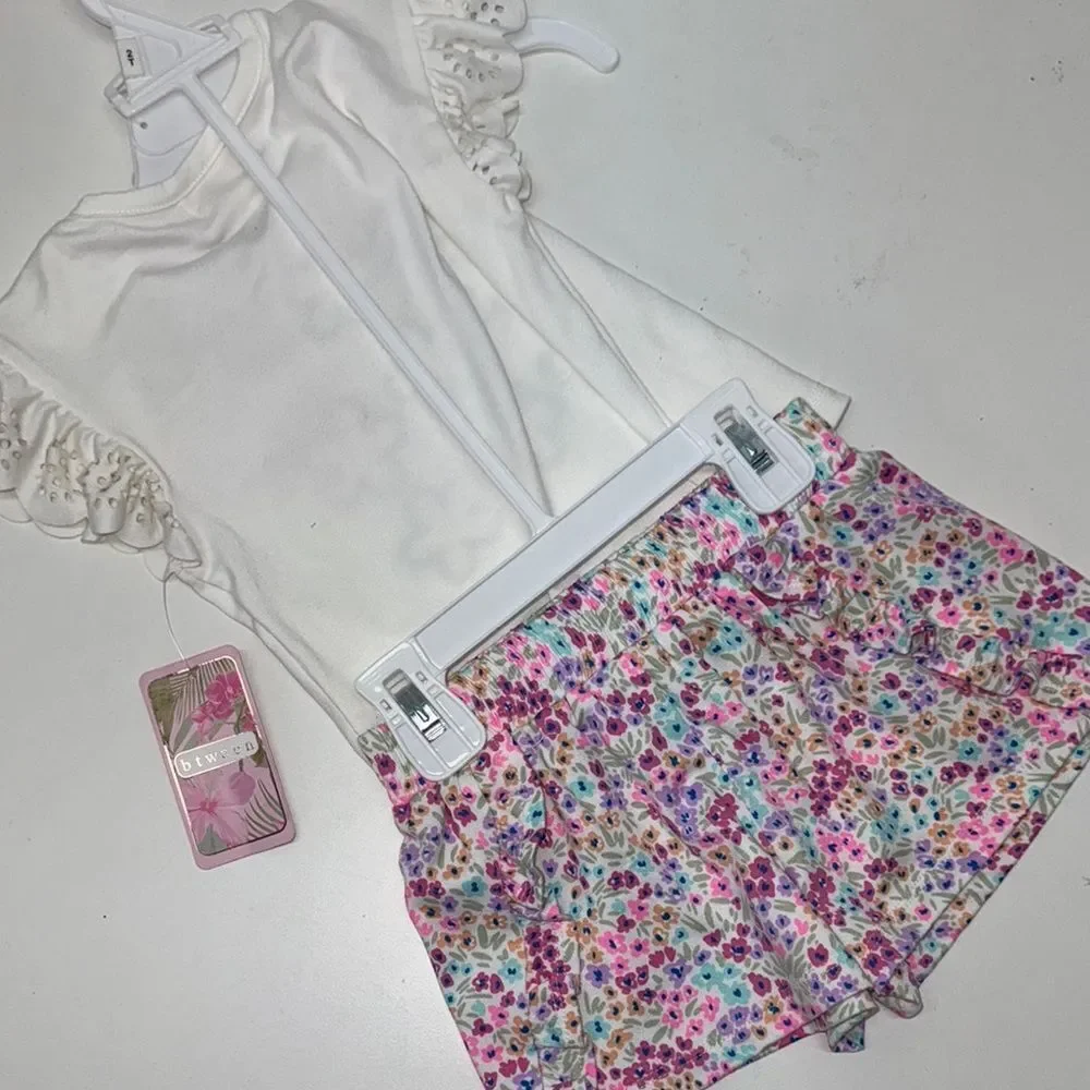 ๐ฅbtween Matching Setโin Soft Pastels with Floral Accents girls kids Sz 2T New - Picture 6 of 6